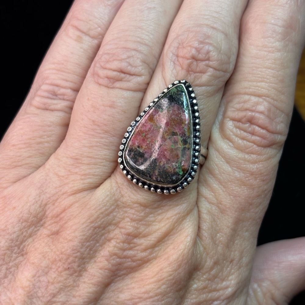 Artisan .925 Silver Overlay Rhodochrosite Ring